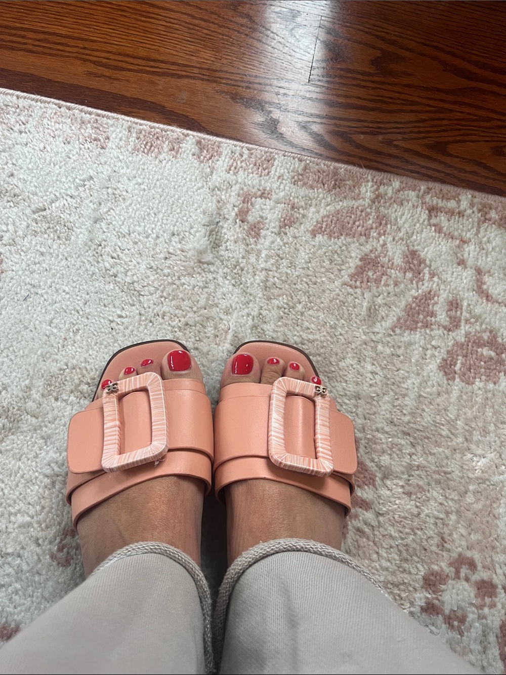 Sam Edelman Peach Blush Buckle Slide Sandals